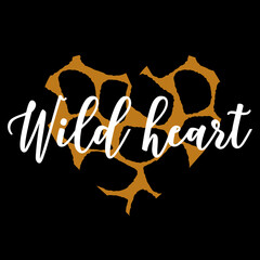 Cheetah Wild Heart isolated on black background. Cheetah Print Valentine's Day. Trendy Valentines Day design. Cut File for DIY. DIGITAL template for sublimation or cutting.