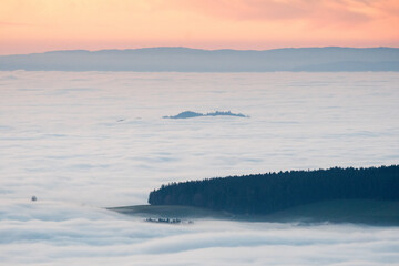sea of fog over the Bernese Mittelland with hills of Emmental and Jura