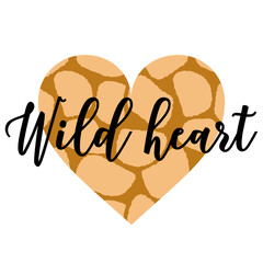 Cheetah Wild Heart isolated on white background. Cheetah Print Valentine's Day. Trendy Valentines Day design. Cut File for DIY. DIGITAL template for sublimation or cutting.