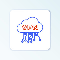 Line Cloud VPN interface icon isolated on white background. Software integration. Colorful outline concept. Vector.
