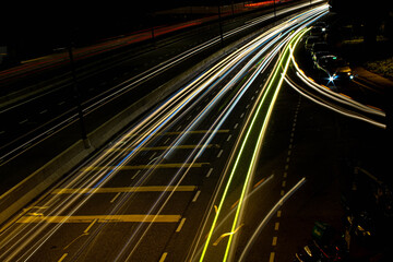 night traffic in the city light trails