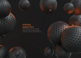 Premium Abstract Background with Black Perforated Circle 3d Rendering