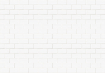 Fototapeta premium White rectangle mosaic tiles texture background. White ceramic retro tile wall.