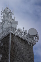 Dish antenna on the roof.