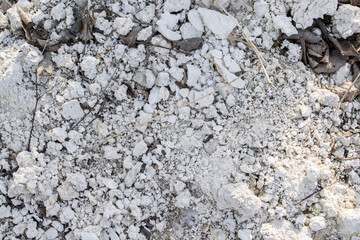 Background of white stone, crumbs and twigs