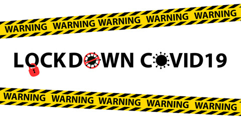 warning banner for covid 19 lockdown, warning banner for quarantine due to covid 19 pandemic