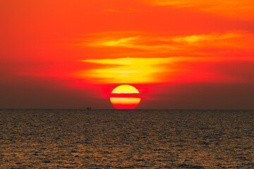 Sunset to twilight at the Andaman Sea of Thailand. Sunrise in the morning.