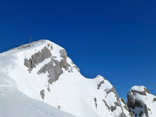 Summit cross of Pleisenspitze mountain, Tyrol, Austria