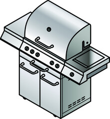 A stainless steel gas barbeque / grill.