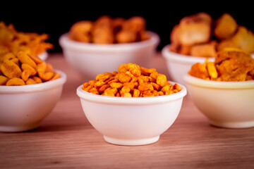 masala sing gujarati food,Sev murmura,chanadal,shing bhujia,mix chavana,Popular street side indian snacks,sweet and salty snacks / food items from Gujarat, India,Namkeen, Farsan,