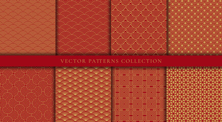 Chinese New Year patterns vector. Creative geometric shape and ornamental vector patterns and swatches. Design for fabric , wallpaper, banners, prints and wall arts.