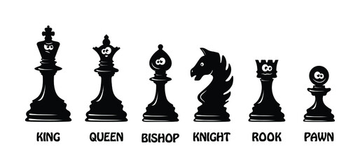 Black chess with funny emoticons.