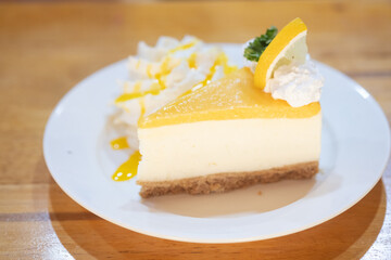 Pieces of delicious lemon cheesecake