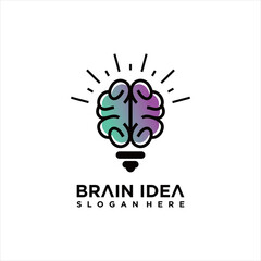 Brain Idea Logo Design Vector, Creative Bulb Brain Logo Design Temptate, smart bulb logo vector isolated, simple logos of light bulbs and neurons.