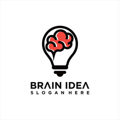 Brain Idea Logo Design Vector, Creative Bulb Brain Logo Design Temptate, smart bulb logo vector isolated, simple logos of light bulbs and neurons.