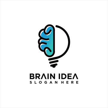 Brain Idea Logo Design Vector, Creative Bulb Brain Logo Design Temptate, smart bulb logo vector isolated, simple logos of light bulbs and neurons.