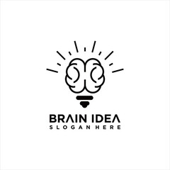 Brain Idea Logo Design Vector, Creative Bulb Brain Logo Design Temptate, smart bulb logo vector isolated, simple logos of light bulbs and neurons.