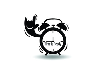 Alarm Clock Icon Vector illustration. Perfect time symbol. wake up clock sign, emblem isolated on white background with shadow, Flat style for graphic and web design, app, logo. EPS10 black pictogram.