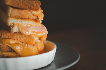 Grilled cheese sandwich in the breakfast