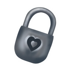 Lock with heart isolated on white background. Valentine's Day sticker illustration.