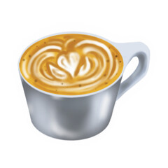 Cup with heart isolated on white background. Valentine's Day sticker illustration.