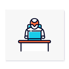 Office robot color icon. Robotization. Artificial intelligence. Smart emerging technologies. Contemporary office. Futuristic workspace innovations concept. Isolated vector illustration