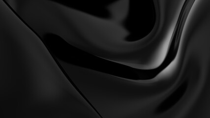 Fototapeta premium Abstract black latex background. Smooth black fashion. Dark luxury texture. Black silk, satin.
