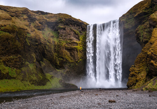 view on Skogafoss waterfall
