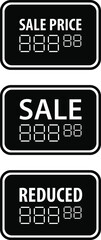 Naklejka premium A set of black-out pricing sale / reduced signs.
