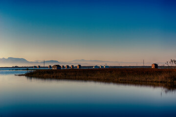 sunset over the river