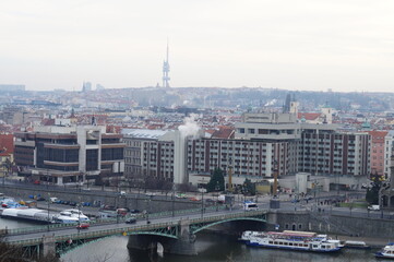 View on Prague from Prague metronom hill, December 2017 - obrazy, fototapety, plakaty