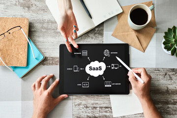 SaaS - software as a service. Internet and technology concept.