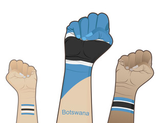 A fiery spirit of struggle, defending the good name of the nation by drawing the Botswana state flag on your hands