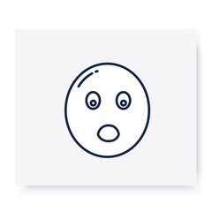 Astonished face line icon. Shocked of surprised face with open mouth, amazing emoticon. Facial expression emoji. Isolated vector illustration. Editable stroke 