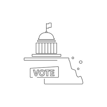 Propaganda for presidential elections in America, Vector line icons. Protests in front of White house, congress, line icon