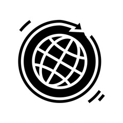 worldwide circular economy glyph icon vector. worldwide circular economy sign. isolated contour symbol black illustration