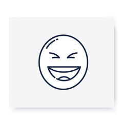 Fototapeta na wymiar Grinning face line icon. Smiled face, emoticon with smiling eyes. Outline drawn smiley. Facial expression emoji. Isolated vector illustration. Editable stroke 
