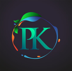Initial Letter PK With nature elements Logo, colorful nature and environment logo. vector logo for business and company identity. - obrazy, fototapety, plakaty