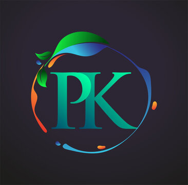 Initial Letter PK With nature elements Logo, colorful nature and environment logo. vector logo for business and company identity.