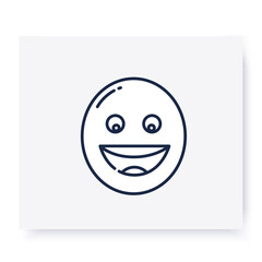 Grinning face line icon. Smiled face, emoticon with open smile. Outline drawn smiley. Facial expression emoji. Isolated vector illustration. Editable stroke 