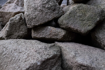 bunch of wild rock debris, close-up background
