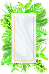 Frame leaf border green floral flower nature plant design.