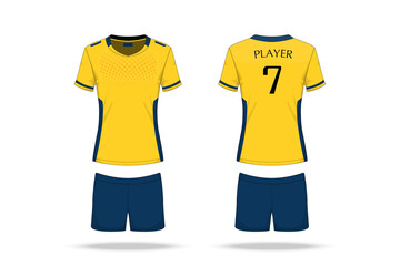 Specification Volleyball Jersey isolated on white background , Sport T Shirt round neck and short pants template. mockup team uniform . Vector layers , Illustration design