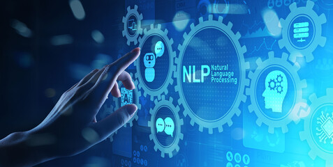 NLP natural language processing cognitive computing technology concept on virtual screen.
