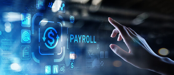 Payroll Business finance concept on virtual screen.