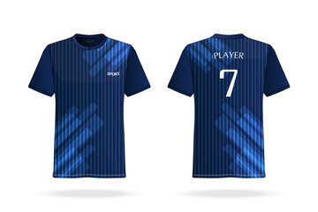 Specification Soccer Sport , Esport Gaming T Shirt round neck Jersey template. mock up uniform . Vector Illustration design