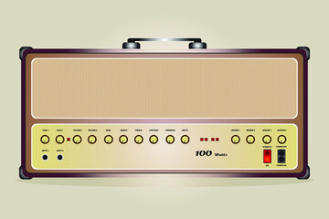 Obraz premium Vintage Guitar Tube Amp Head Vector Illustration for online music store category item Isolated Background No Person