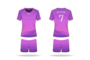 Naklejka premium Specification Volleyball Jersey isolated on white background , Sport T Shirt round neck and short pants template. mockup team uniform . Vector layers , Illustration design eps10