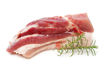 Pork belly on white background