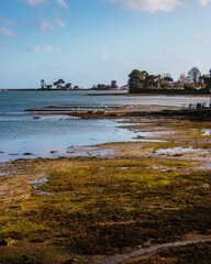 Sunny winter afternoon on the seashore of Port-La-Forêt, Finistère, Brittany, France